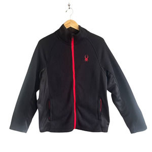 Men’s Full Zip Waffle Knit Black/Red Spyder Jacket Size L